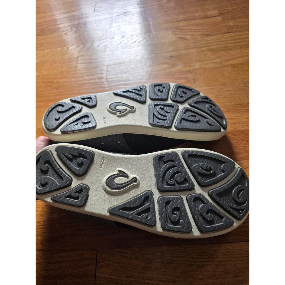 Olukai Nohea Moku Boat Shoe Mens 10 Dark Shadow Gray Outdoor Beach Vacation